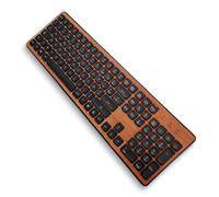 GREEN_E Clavier sans Fil 2,4 GHz pour Windows, macOS et Linux, Placage Merisier Naturel façonné en France, Usage Professionnel et Domestique, Disposition AZERTY 105 Touches