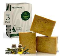 GREEN FADEL Savon d'Alep, huile d'olive & huile de laurier, 3 x env. 200 g | Original, savon à l'huile d'olive, savon naturel, fait main, emballage sans plastique