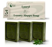 GREEN FADEL Savon d'Alep Luxury Laurier, à l'huile d'olive, 3 x env. 100 g | Savon à l'huile d'olive, savon naturel, fait main, à l'huile de laurier, pour visage, corps et mains, sans plastique