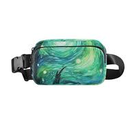 Green Fantasy Star River Sac banane mignon pour homme et femme Petit sac à bandoulière essentiel de voyage avec sangle réglable pour voyage, course à pied, randonnée, Green Fantasy Star River, Taille