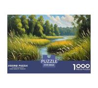 Green Fields and rivières Puzzle 1000 Pièces Adultes Enfants intéressant Puzzles 1000 Pièces Jeu De Team Building Décor À La Maison 38x26cm/1000pcs