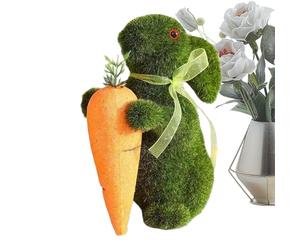 Green Flocked Standing Bunny Garden Statue, Easter Moss Bunny Figurine, Flocked Rabbit Statue Figurine, Green Flockeds Standing Bunny's Garden Statues For Tabletop Centerpiece Home Farmhouse Patio