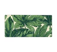 Green Foliage Botanical Sous-main de bureau 40,6 x 90,2 cm, grand tapis de souris de jeu XXL étendu avec bords cousus, antidérapant, tapis de clavier d'ordinateur de bureau imperméable