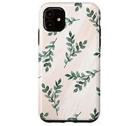 Green Foliage Leaf Branch Botanical Plant Soft Pink Coque pour iPhone 11