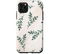 Green Foliage Leaf Branch Botanical Plant Soft Pink Coque pour iPhone 11 Pro Max