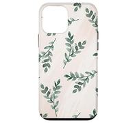 Green Foliage Leaf Branch Botanical Plant Soft Pink Coque pour iPhone 12 Mini