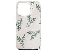 Green Foliage Leaf Branch Botanical Plant Soft Pink Coque pour iPhone 13 Pro