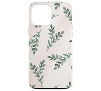 Green Foliage Leaf Branch Botanical Plant Soft Pink Coque pour iPhone 13 Pro Max