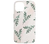 Green Foliage Leaf Branch Botanical Plant Soft Pink Coque pour iPhone 14