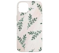 Green Foliage Leaf Branch Botanical Plant Soft Pink Coque pour iPhone 14 Plus