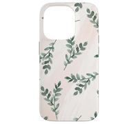 Green Foliage Leaf Branch Botanical Plant Soft Pink Coque pour iPhone 14 Pro