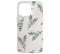 Green Foliage Leaf Branch Botanical Plant Soft Pink Coque pour iPhone 14 Pro Max