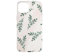 Green Foliage Leaf Branch Botanical Plant Soft Pink Coque pour iPhone 15 Plus