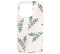 Green Foliage Leaf Branch Botanical Plant Soft Pink Coque pour iPhone 15 Pro