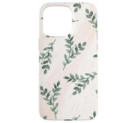 Green Foliage Leaf Branch Botanical Plant Soft Pink Coque pour iPhone 15 Pro Max