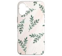 Green Foliage Leaf Branch Botanical Plant Soft Pink Coque pour iPhone 16 Plus