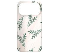 Green Foliage Leaf Branch Botanical Plant Soft Pink Coque pour iPhone 17 Pro Max