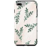 Green Foliage Leaf Branch Botanical Plant Soft Pink Coque pour iPhone 7 Plus/8 Plus
