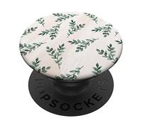Green Foliage Leaf Branch Botanical Plant Soft Pink PopSockets PopGrip Adhésif