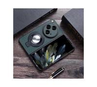 (green)For Oneplus Open Case With Magnetic Ring Stand, Slim Thin Premium Genuine Leather Full Protective Cover Case