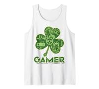 Green Gamer Shamrock Jeux vidéo Patricks Day Jeu de Jeu Débardeur
