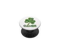 Green Gamer Shamrock Jeux vidéo Patricks Day Jeu de Jeu PopSockets PopGrip Adhésif