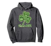 Green Gamer Shamrock Jeux vidéo Patricks Day Jeu de Jeu Sweat à Capuche