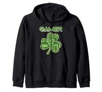 Green Gamer Shamrock Jeux vidéo Patricks Day Jeu de Jeu Sweat à Capuche