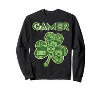 Green Gamer Shamrock Jeux vidéo Patricks Day Jeu de Jeu Sweatshirt