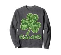 Green Gamer Shamrock Jeux vidéo Patricks Day Jeu de Jeu Sweatshirt