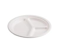 Green Gate Bio Packaging Lot de 500 assiettes plates à 3 compartiments en pâte de cellulose écologiques pour débit, durables, recyclables, jetables, compostables
