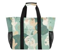 Green Gemini Cute Anime Girl Sacs utilitaires pliables avec compartiments Sac de plage en toile, Gémeaux verts mignon anime fille, 1 size, Tendance