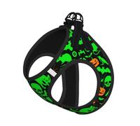 Green Ghost Horror Gilet porte-jarretelles compact pour animal de compagnie Motif citrouille d'Halloween Idéal pour une promenade confortable