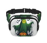Green Ghost Horror Sac banane avec poches zippées Motif citrouille d'Halloween Pour homme et femme, noir, One Size
