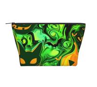 Green Ghost Horror Trousse de maquillage de voyage Motif trapèze Pour femme, Noir , Taille unique, Trousse de maquillage