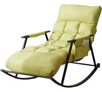 Green Glider Fauteuil à bascule avec coussin doux, cadre en acier, poche de rangement, idéal pour le salon ou la chambre à coucher, mobilier de détente élégant et confortable