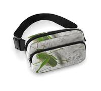 Green Grasshopper Image Sac banane avec sangle réglable pour sports de plein air randonnée Blanc 20 x 13 cm