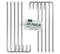 GREEN HAVEN Lot de 10 piquets de tente ultra résistants en métal extra épais - 8 mm x 30,5 cm - antirouille - Idéal pour clôtures agricoles, camping, jardin