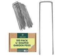 Green Haven Lot de 100 piquets de Jardin en U galvanisés pour Toile de paillage, Herbe et pelouse synthétique, Clous d'ancrage pour Toiles de Jardin, Irrigation à Goutte, Camping et tentes