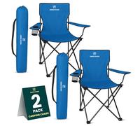 Green Haven Lot de 2 chaises Pliantes de Camping - Chaise légère avec Polyester 600D et indéchirable | Cadre en Acier Robuste avec Porte-gobelet et Poches latérales | Chaise Portable (Bleu foncé)