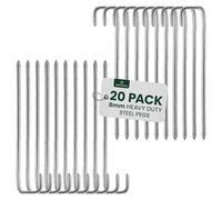 GREEN HAVEN Lot de 20 piquets de Tente Ultra résistants - Piquets de Tente en métal Extra épais, antirouille J-Pin 8 mm d'épaisseur, idéal pour clôtures agricoles, Camping, Jardin