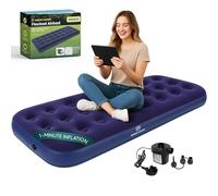 Green Haven Matelas Gonflable Simple avec Pompe électrique AC - Matelas Gonflable Rapide avec Dessus floqué imperméable - Idéal pour Le Camping, Les soirées Pyjama et Les invités - Pompe Secteur