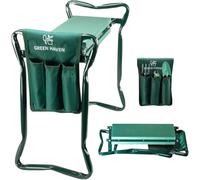 Green Haven Repose-Genoux de Jardin avec poignées et Sac à Outils - Tabouret à Genoux Pliable et Robuste pour Le Jardinage - Coussin de Genoux de Jardin rembourré en Mousse EVA, Cadeau pour Les