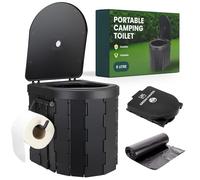 Green Haven Toilettes de camping pliables - Toilettes portables pour adultes avec panier lavable de 6 L et porte-rouleau intégré - Toilettes de voyage pour caravane, festival, extérieur, utilisation