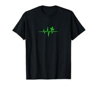 Green Heartbeat by Anne Mathiasz, T-Shirt, Vert, S, Unisex, Manche longue, T-shirt, Coton, Cœur, Cadeau, Nature, V-neck, Col V, Coupe classique, Léger, Design heartbeat, Protection de l'environnement