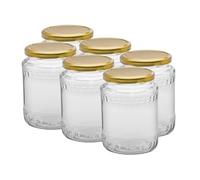 Green Hobby Lot de 24 bocaux de conservation en verre avec couvercles dorés de 720 ml