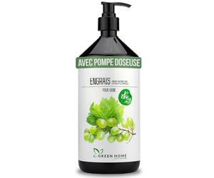 Green Home Engrais Vigne 1 L, Engrais Liquide NPK 5+5+7 avec Oligo-éléments, Pompe Doseuse, pour Vignes, Raisins, Figuiers et Myrtilliers, Bouteille 100% Recy