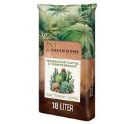 Green Home Terreau pour Cactus et Plantes Succulentes 18L avec Perlite, pH 5,8. Engrais à Libération Prolongée, Idéal pour Cactées et Succulentes. Substrat de Qualité Supérieure pour Plantes