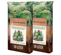Green Home Terreau pour Cactus et Plantes Succulentes 36L avec Perlite, pH 5,8. Engrais à Libération Prolongée, Idéal pour Cactées et Succulentes. Substrat de Qualité Supérieure pour Plantes