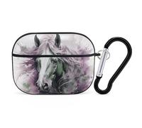 Green Horse Coque pour AirPod Pro, coque rigide anti-rayures en polycarbonate avec porte-clés, accessoires pour AirPod Pro 2e/1ère coque pour homme et femme, style noir